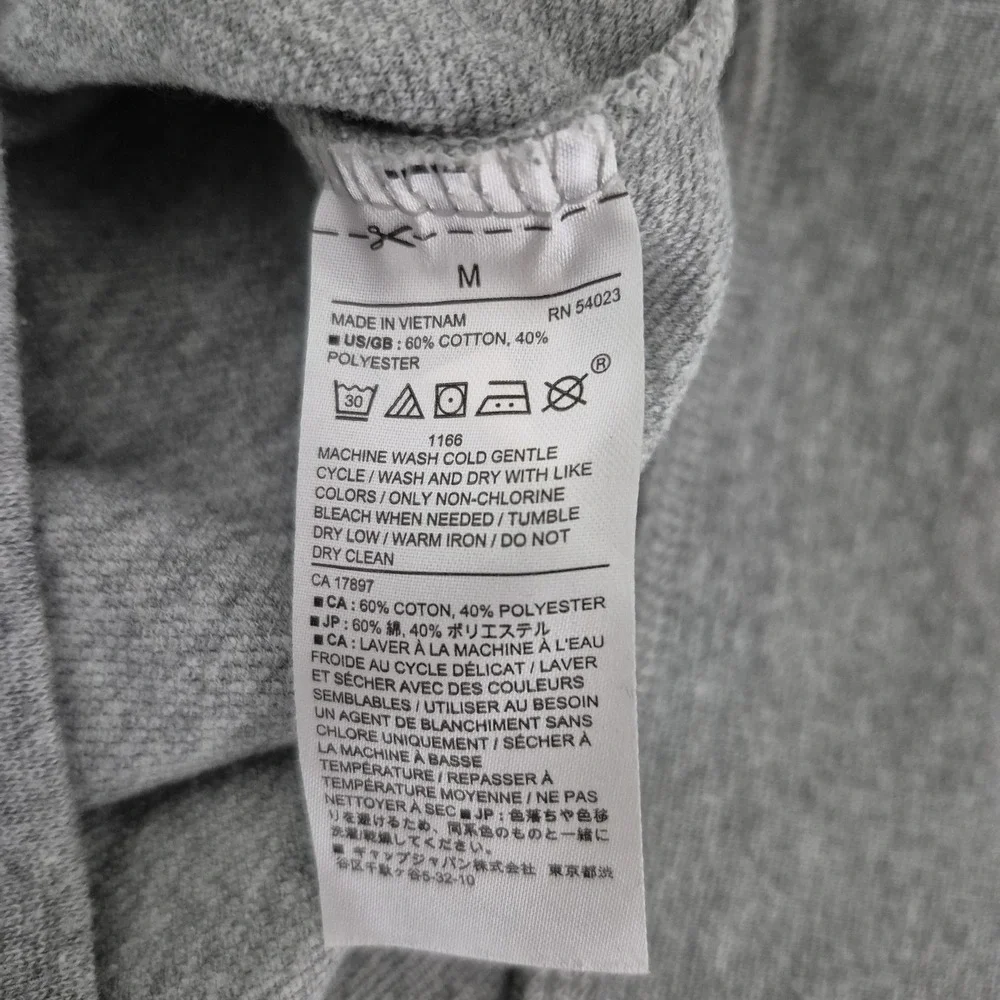 Banana Republic Henley Hoodie Pullover Mens Medium Gray Button Sweatshirt Pocket